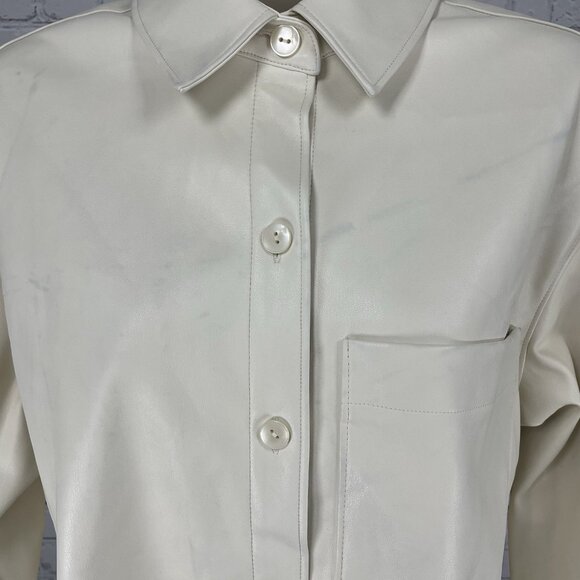 Abercrombie & Fitch Ivory Faux Leather Oversized Shacket Jacket Size Small S - Picture 5 of 15